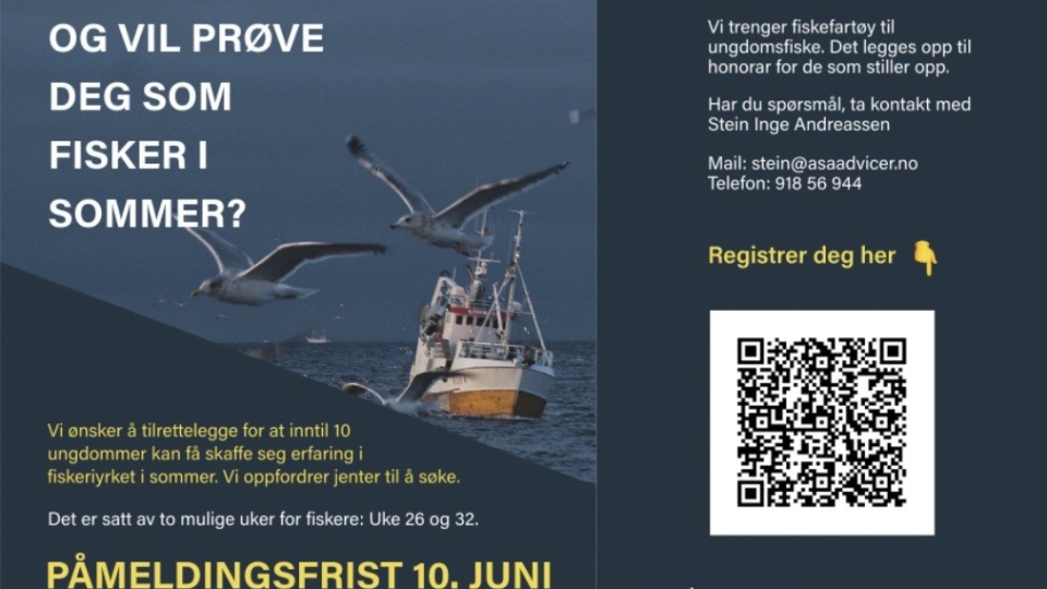 Lenke til artikkel: Søk ungdomsfiskeordningen før fristen 10. juni! Jenter oppfordres til å søke.